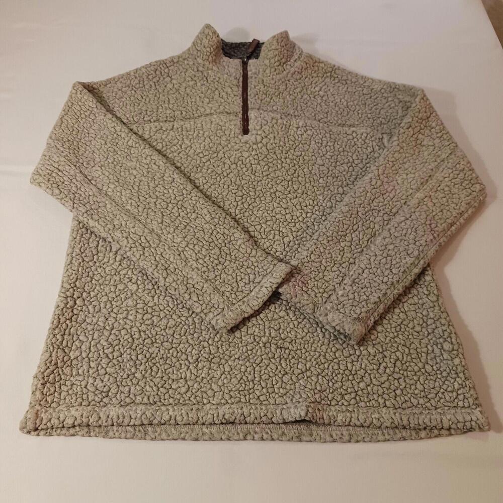 True Grit Men's Beige/Tan 1/4 Zip Pullover Sweater Jacket Size Medium Chest 43"